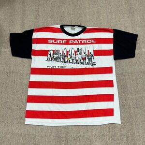 Vintage Wilson High Tide Shirt Mens Large Red 1990s Surfing Striped